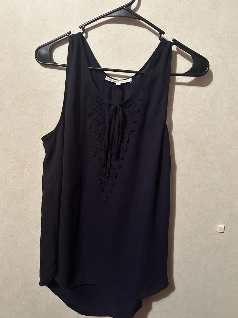 Daniel Rainn Large Navy Crochet-Trim Tie-Front Camisole